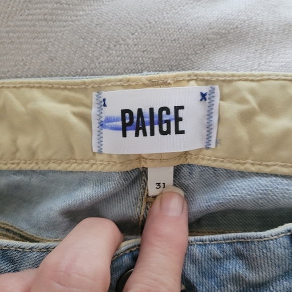 Paige Light Wash Distressed Jimmy Jimmy Crop - Picture 3 of 6